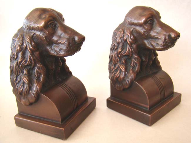 A charming pair of Cocker Spaniel bookends by Jennings Brothers circa 1930